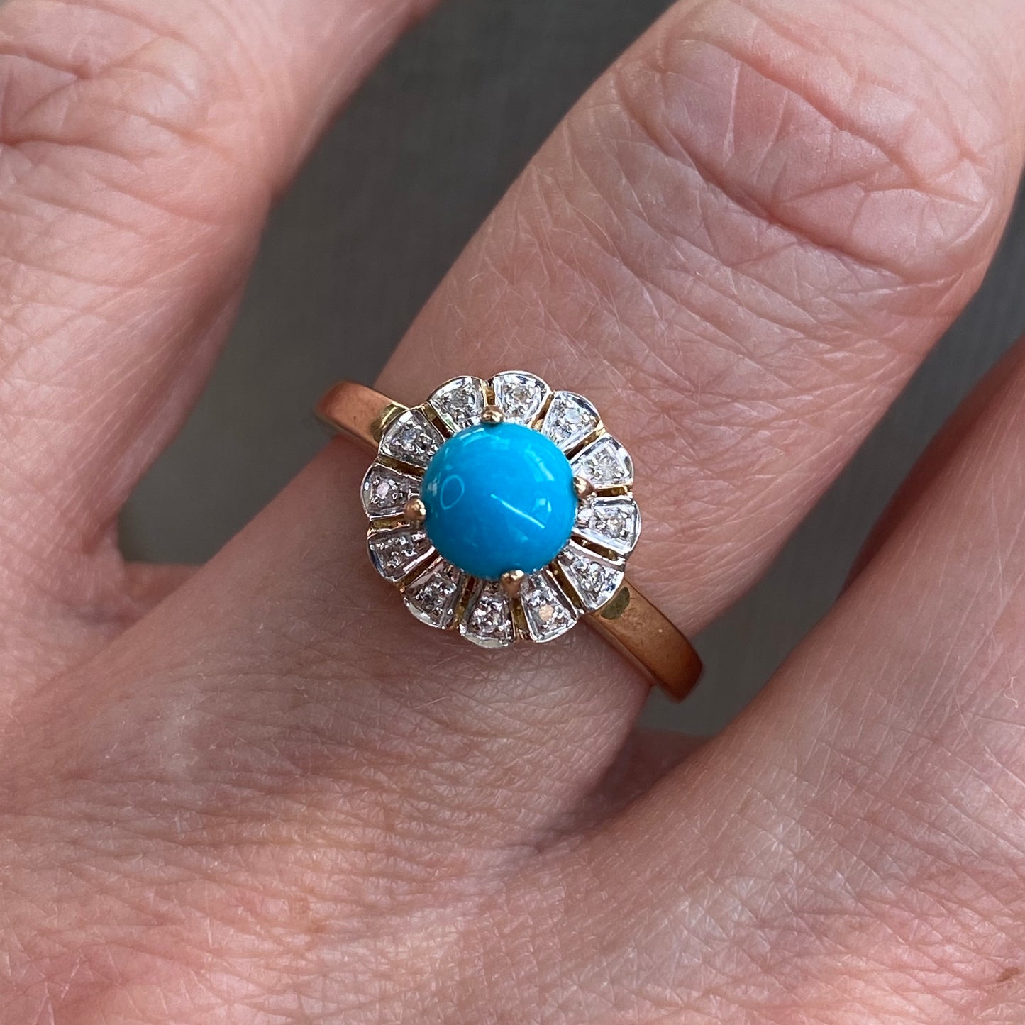 9ct Gold Turquoise & Diamond Ring - John Ross Jewellers