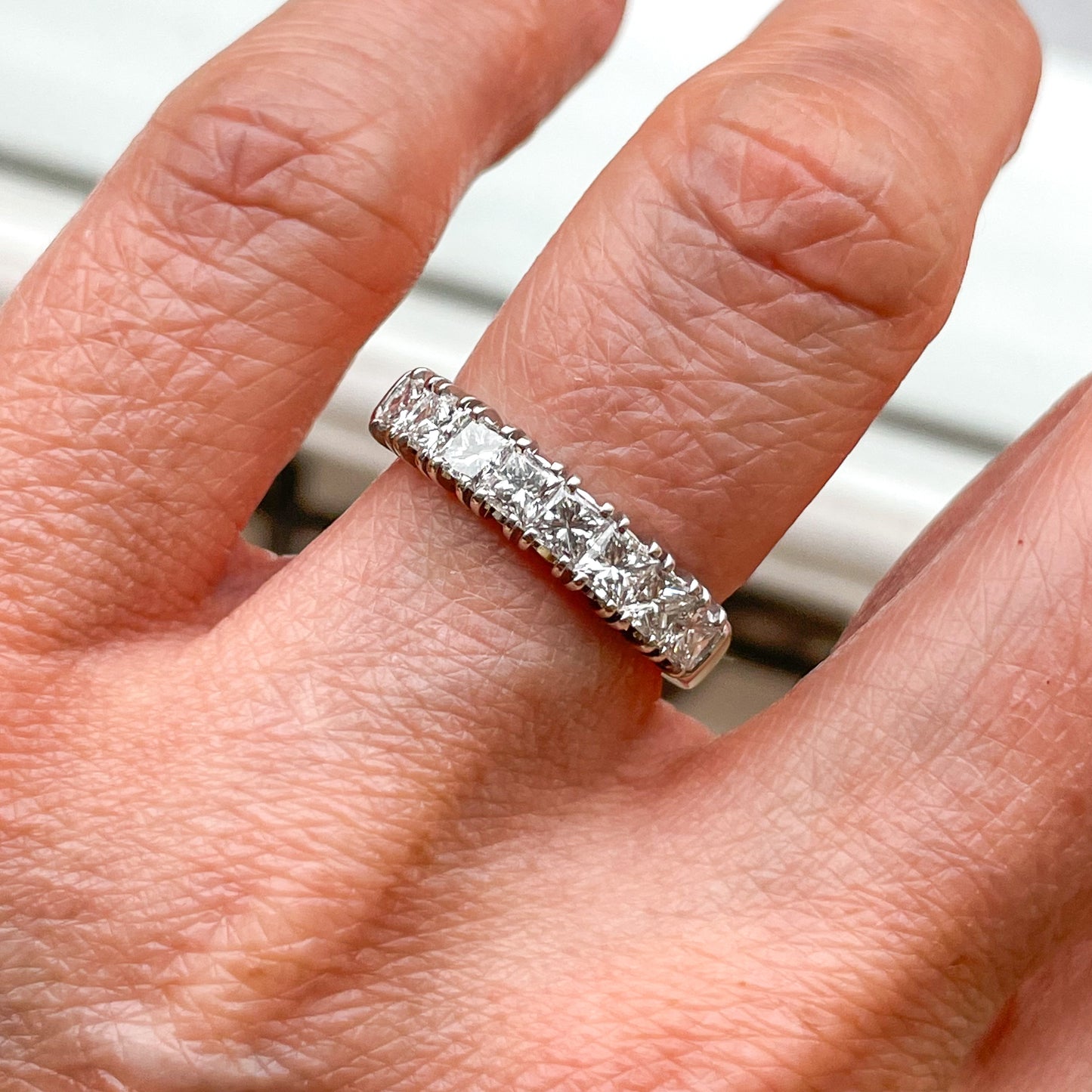 18ct Gold 1.45ct Eight Stone Princess Cut Diamond Eternity Ring - John Ross Jewellers