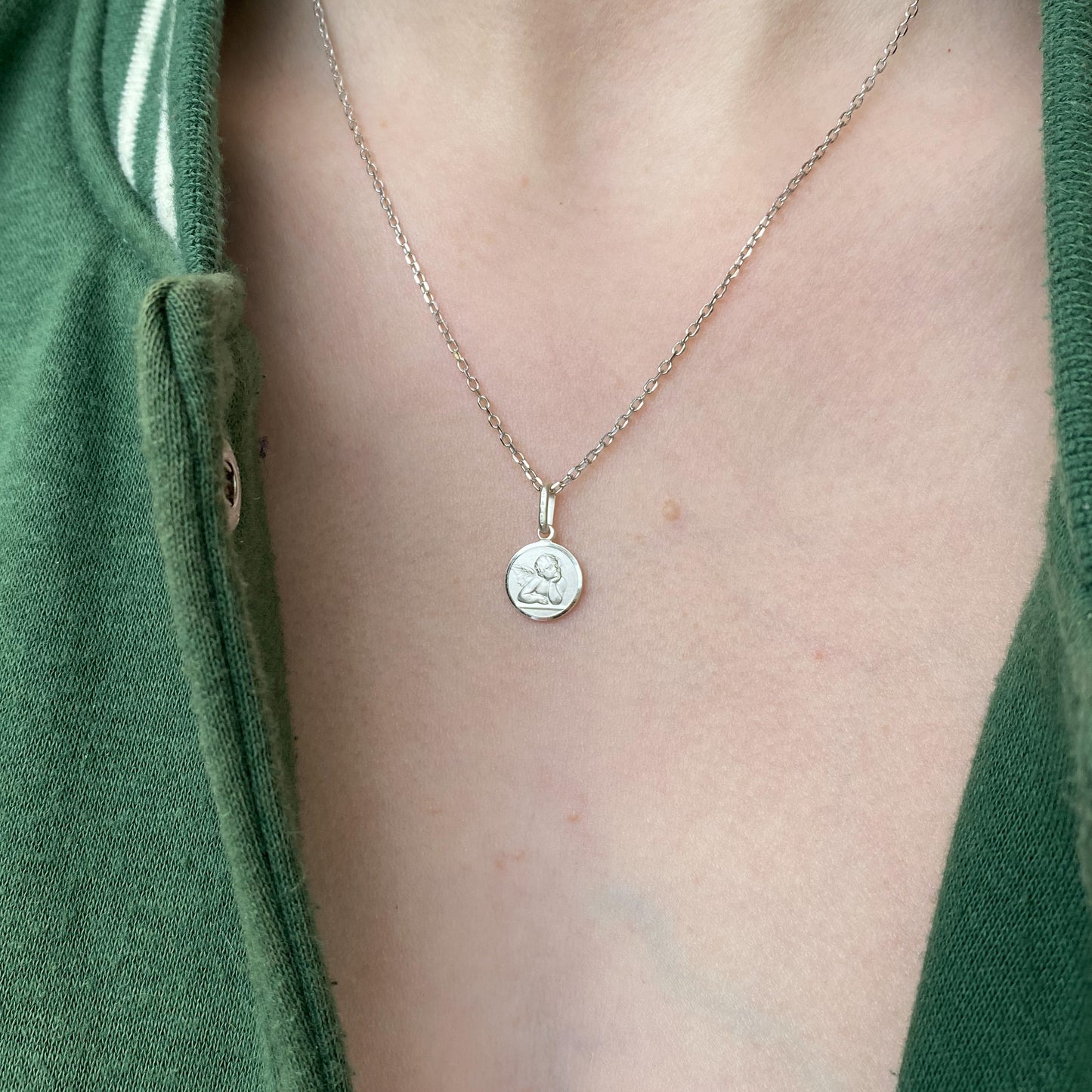 Silver Guardian Angel Necklace | 10mm - John Ross Jewellers