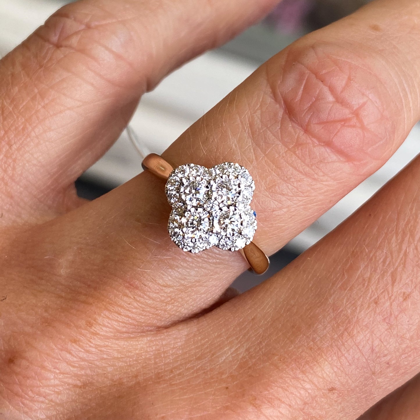 18ct Gold 0.66ct Diamond Quatrefoil Cluster Ring - John Ross Jewellers