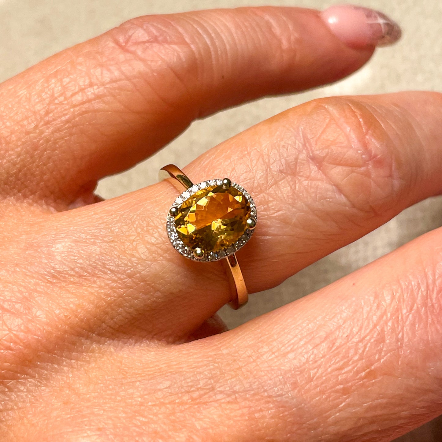9ct Gold Citrine & Diamond Ring - John Ross Jewellers
