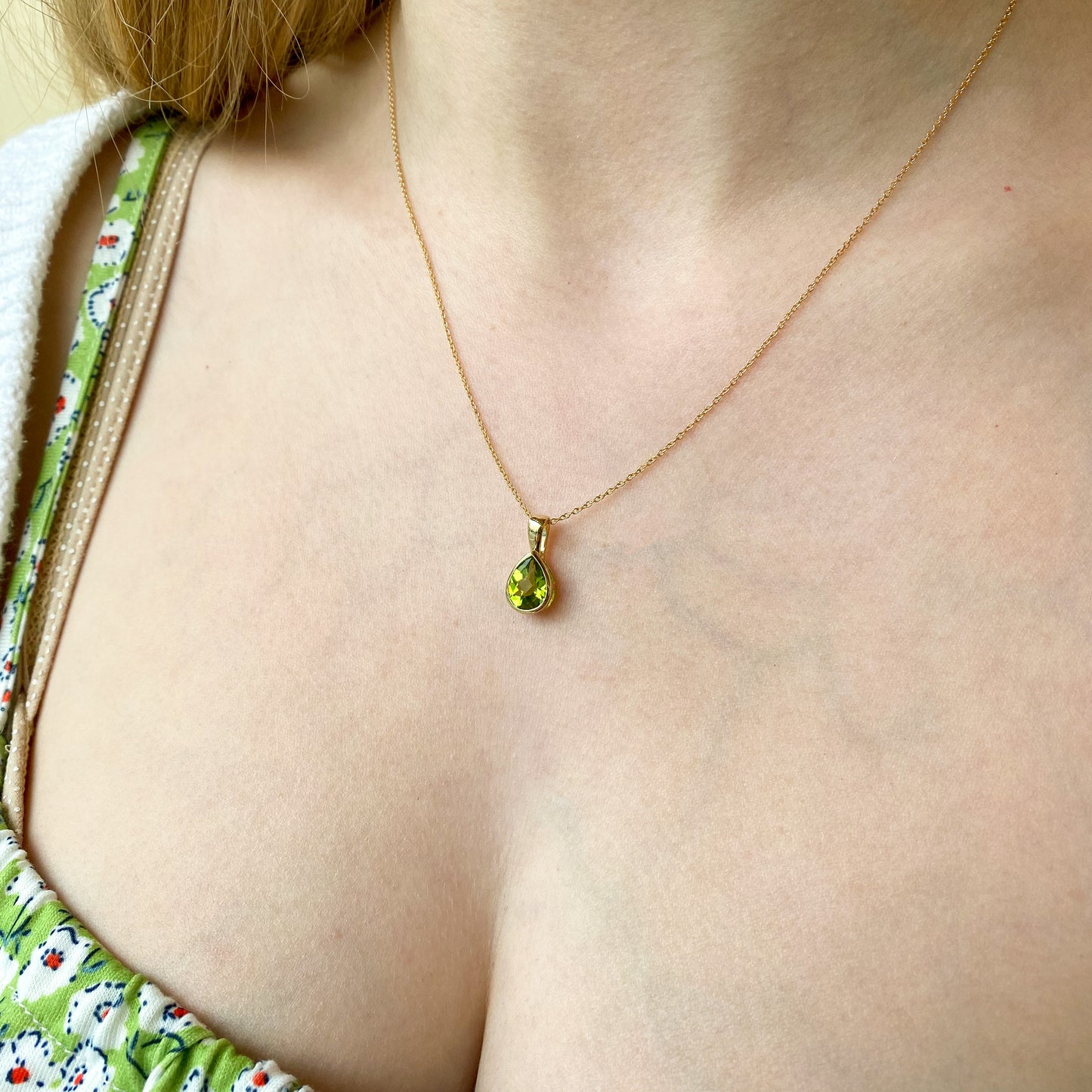 9ct Gold Peridot Pear Necklace - John Ross Jewellers