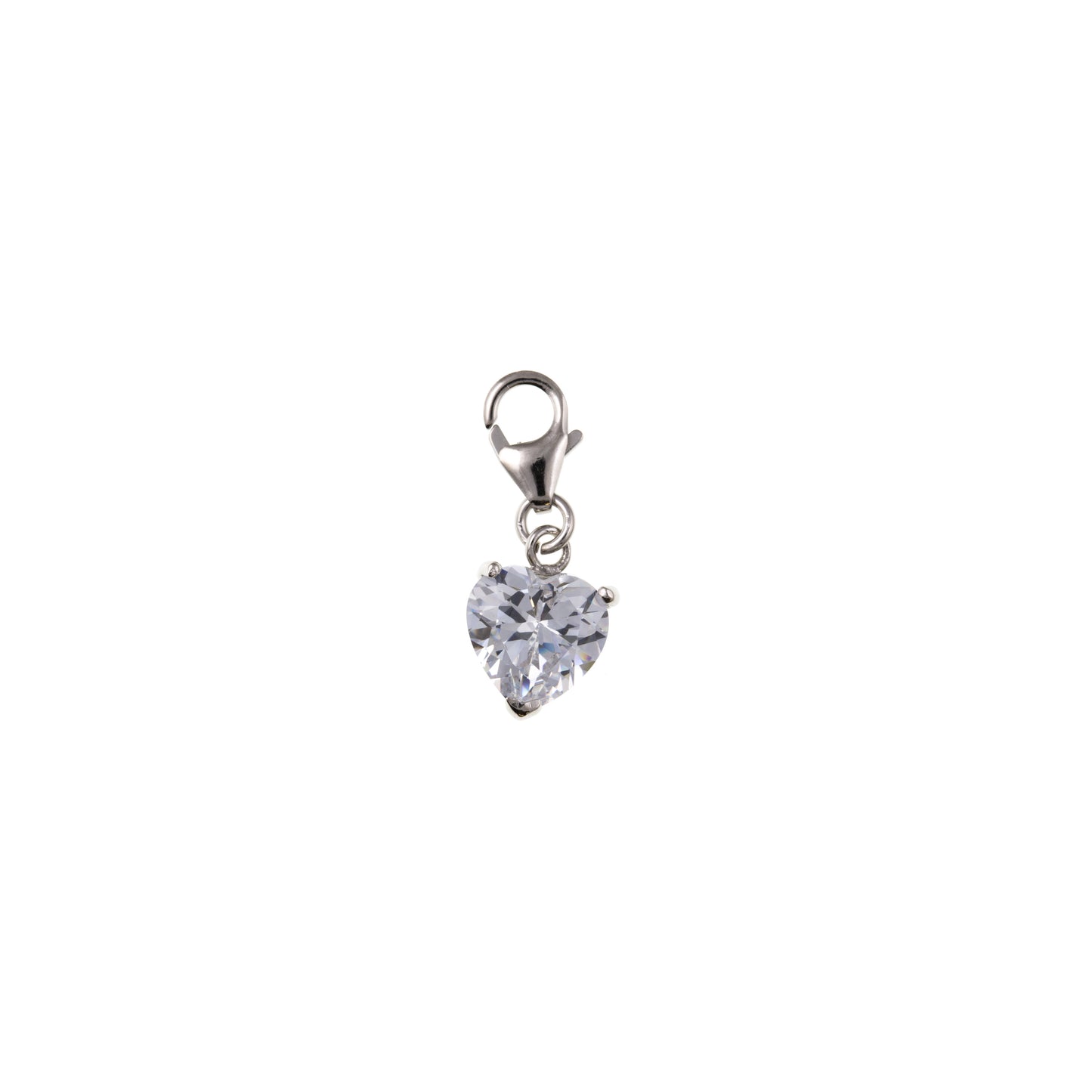 Silver Heart CZ Charm | White - John Ross Jewellers