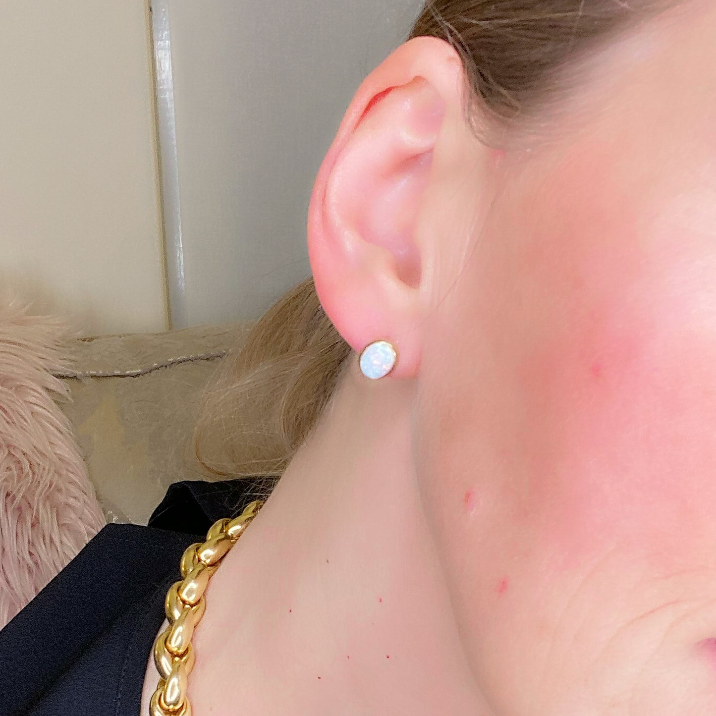 9ct Gold Opalique Stud Earrings - John Ross Jewellers