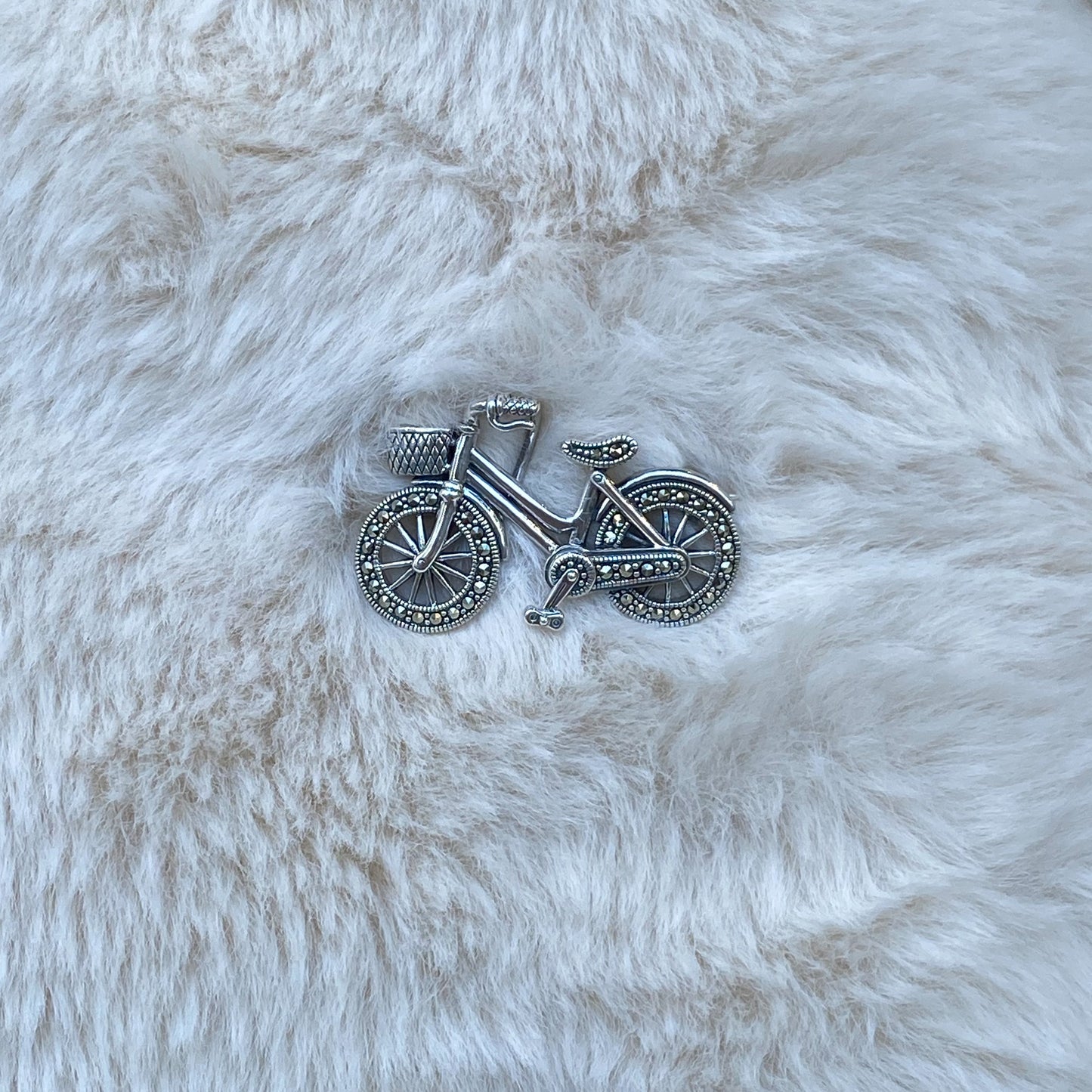 Silver Mini Marcasite Bicycle Brooch - John Ross Jewellers