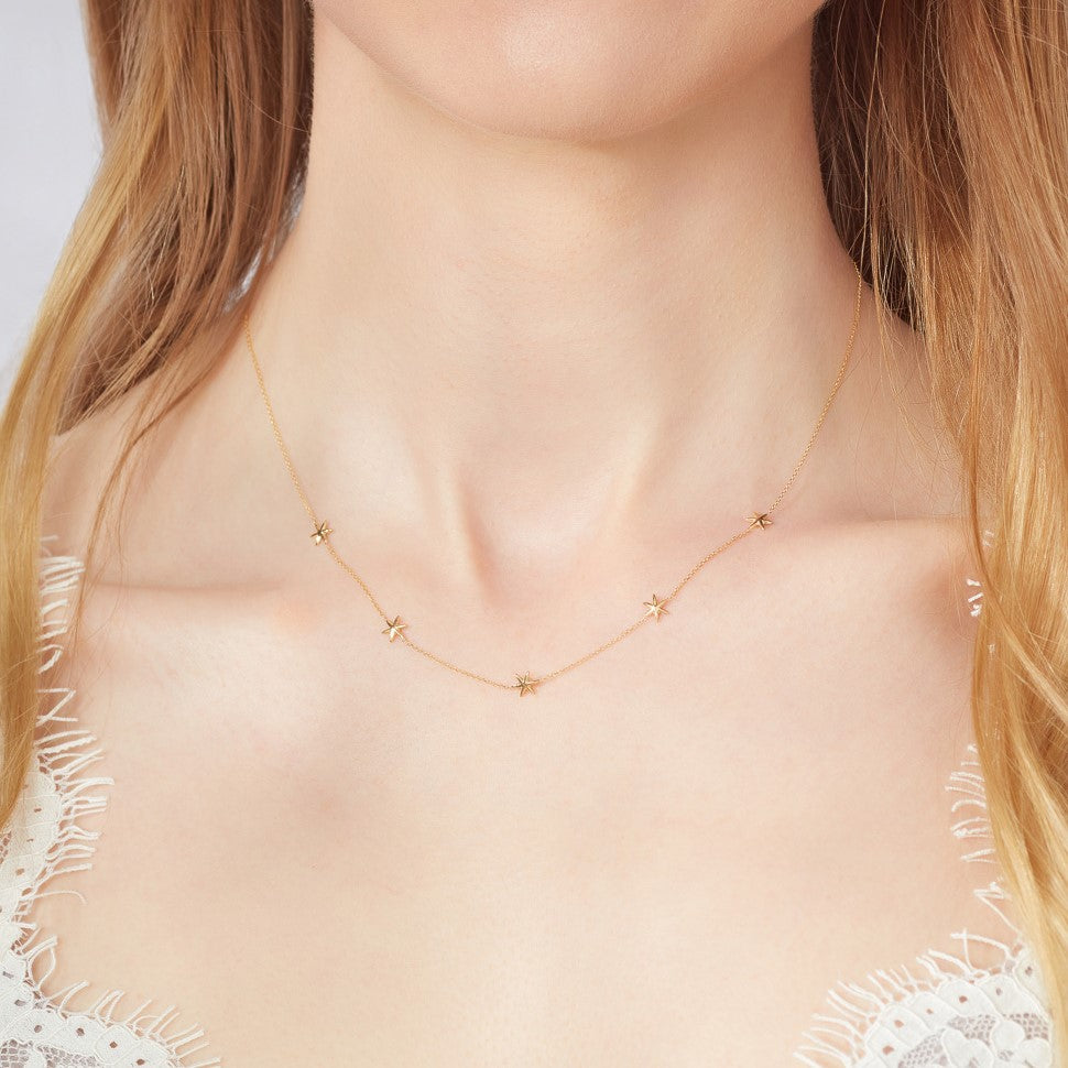 9ct Gold Five Star Necklet - John Ross Jewellers