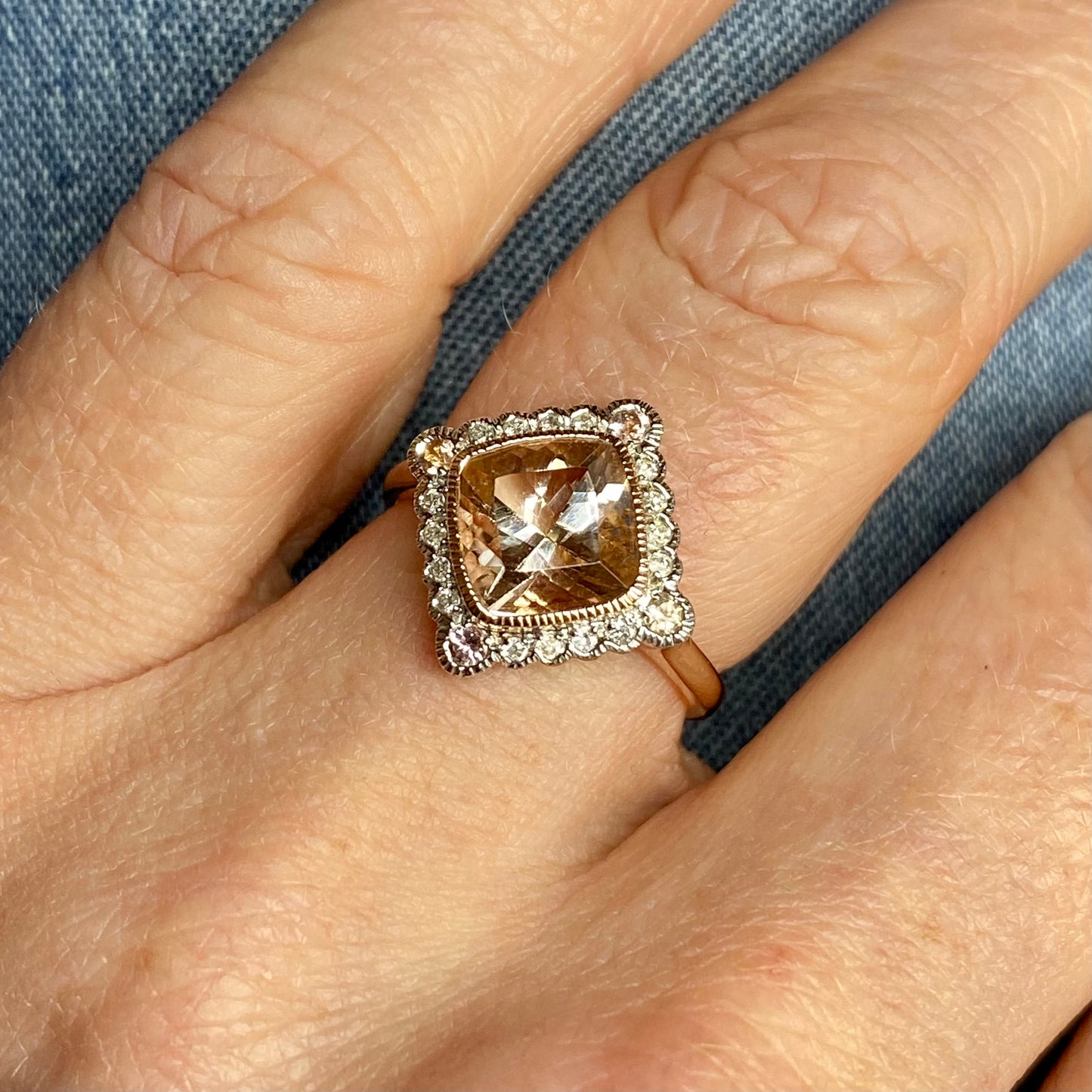 9ct Rose Gold Morganite & Diamond Ring - John Ross Jewellers