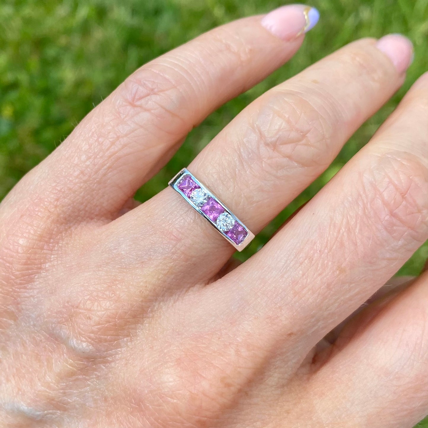 18ct White Gold Pink Sapphire & Diamond Ring - John Ross Jewellers