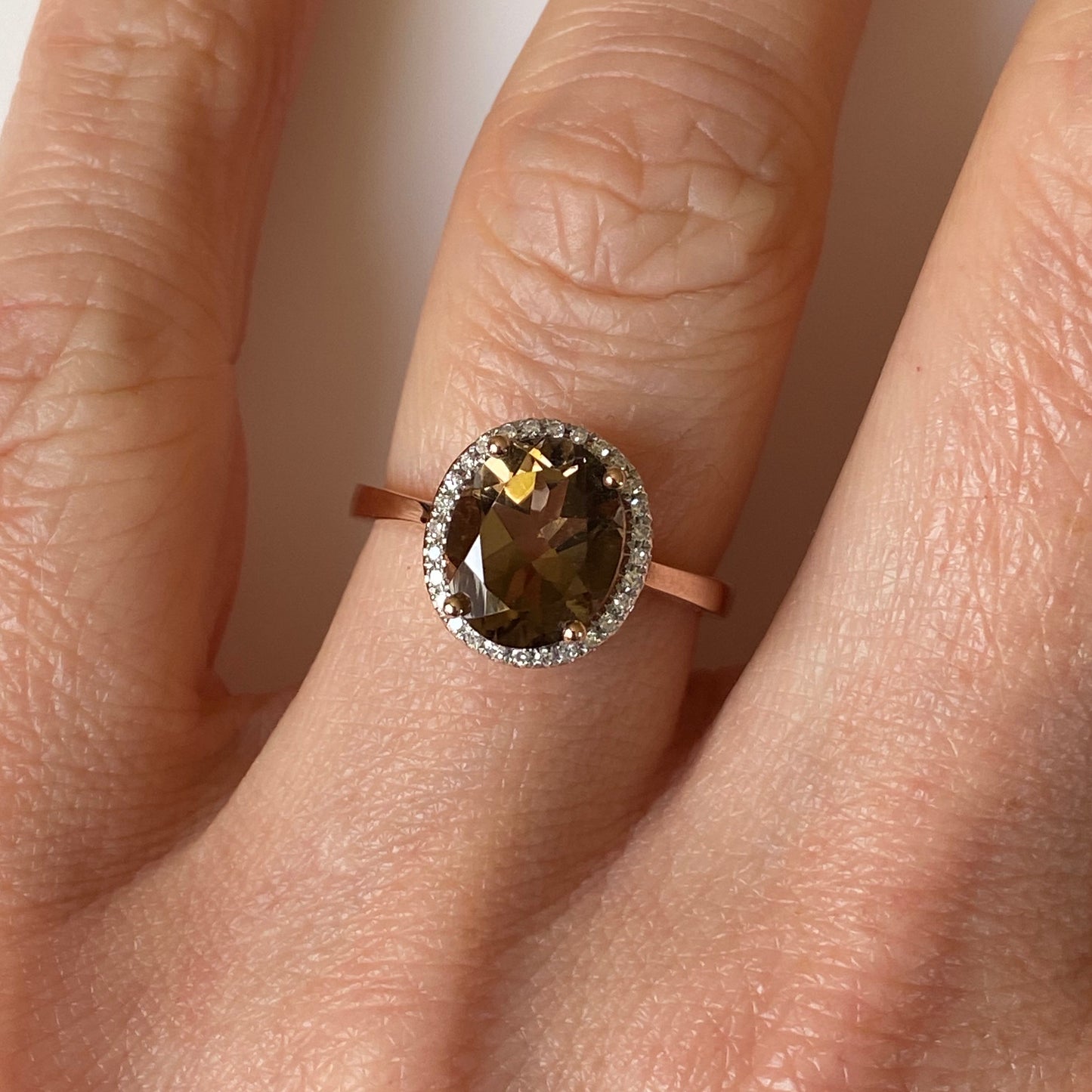 9ct Rose Gold Smoky Topaz & Diamond Ring - John Ross Jewellers