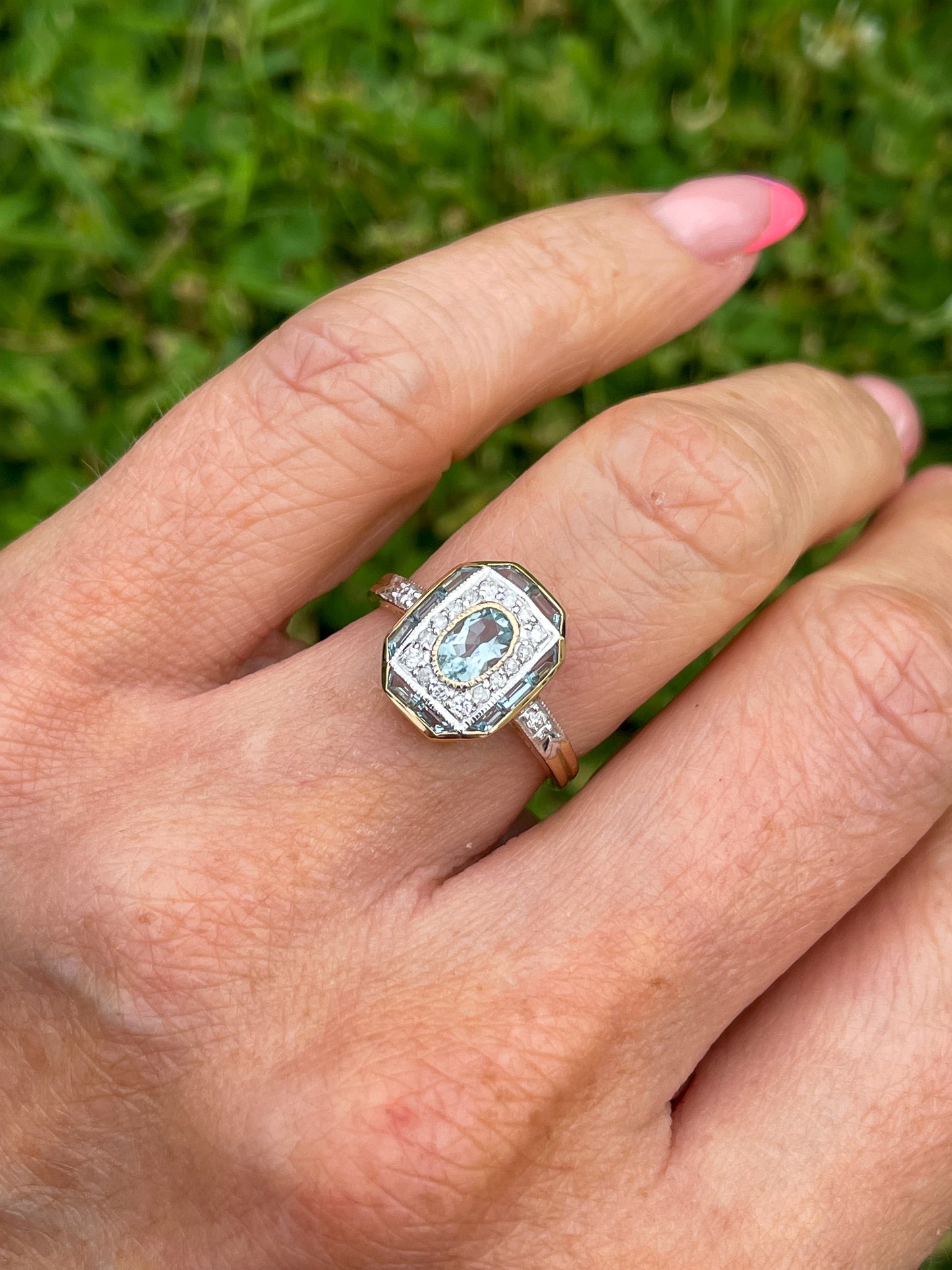 9ct Gold Aquamarine & Diamond Ring - John Ross Jewellers