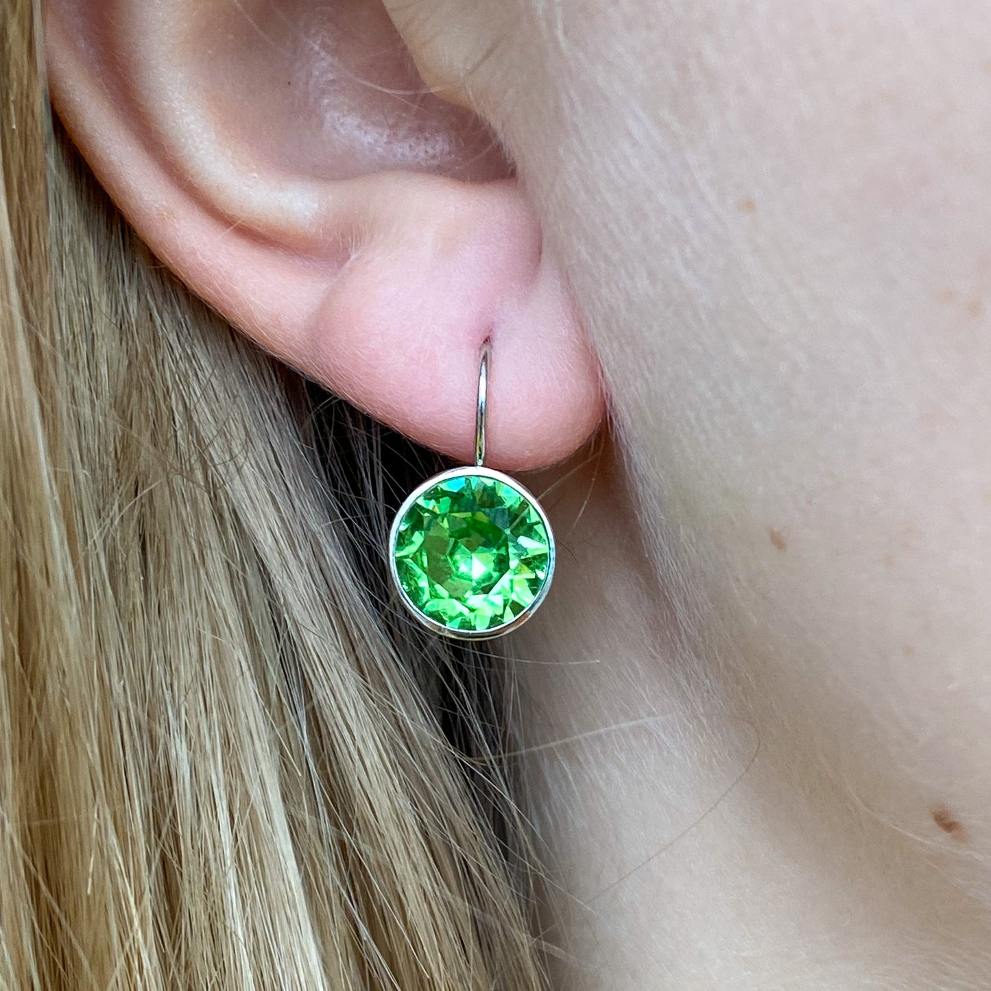 Silver Crystal Drop Earrings | Peridot - John Ross Jewellers