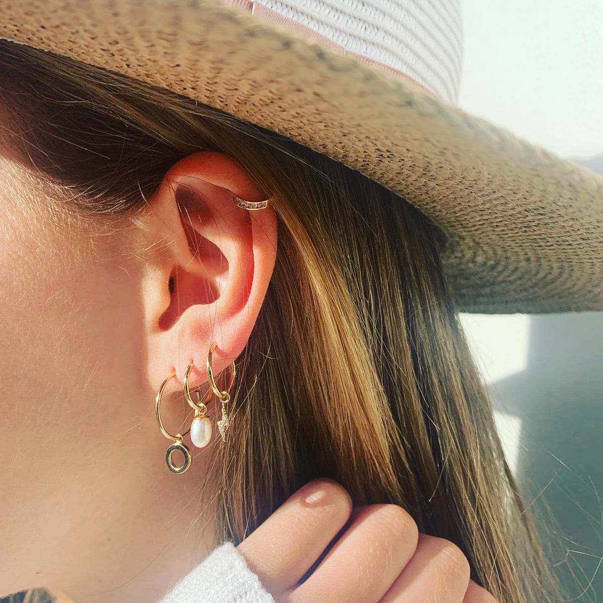 9ct Gold Pearl Sleeper Earrings - John Ross Jewellers