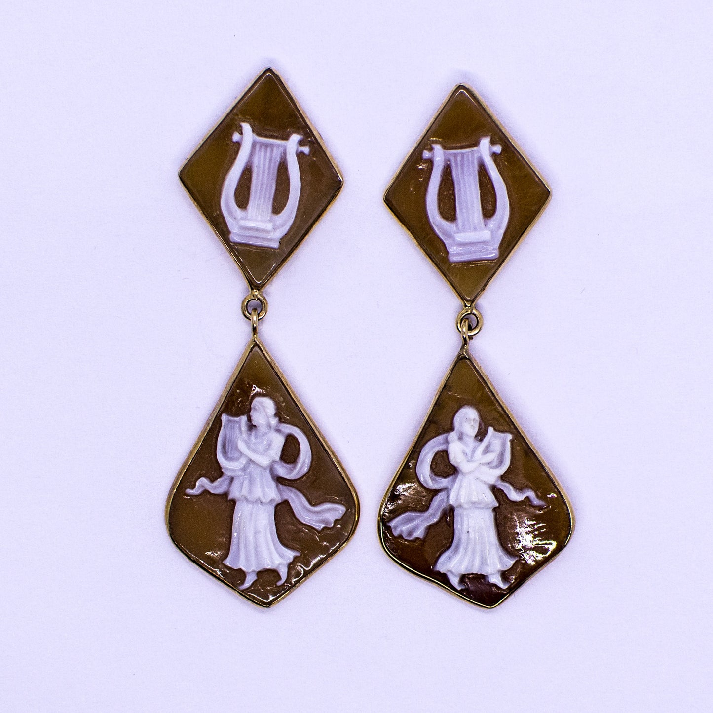 9ct Gold Pompeii Cameo Drop Earrings - John Ross Jewellers