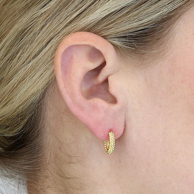 Sunshine Triple Beaded Oval Hoop Earrings - John Ross Jewellers