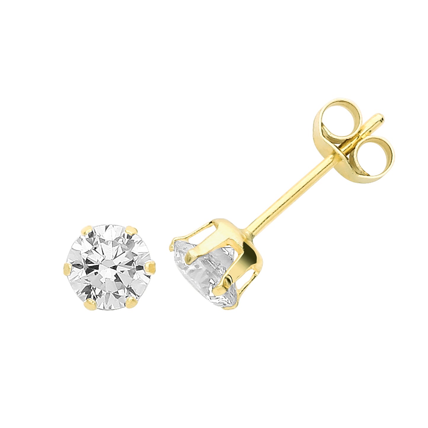 9ct Gold Claw-set 4mm CZ Earrings - John Ross Jewellers
