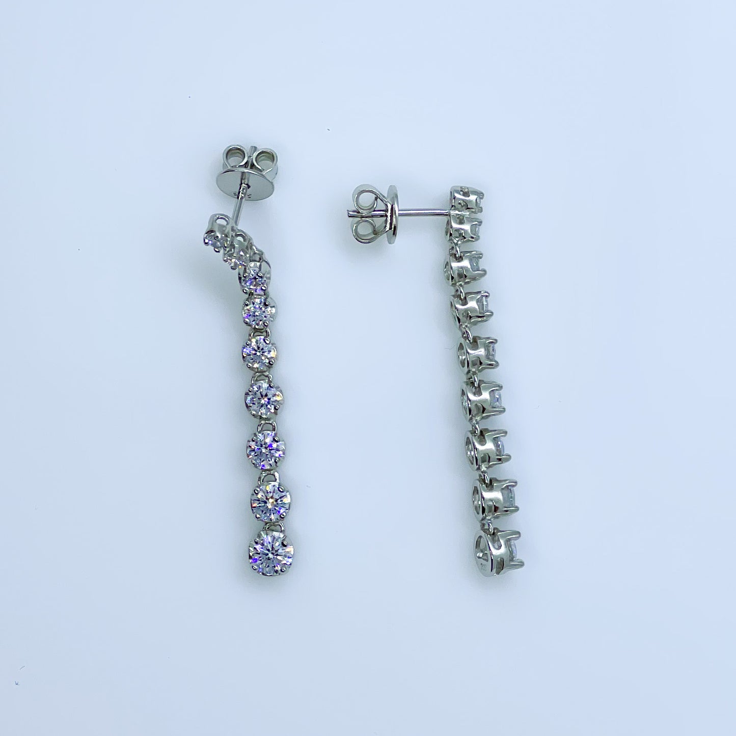 Silver CZ Graduated Long Drop Earrings - John Ross Jewellers