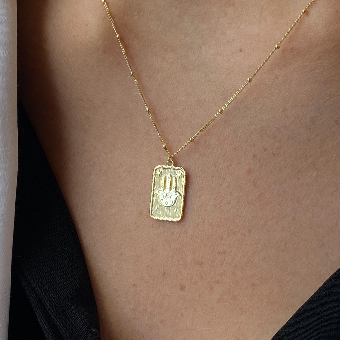 9ct Gold Hand of Fatima Tarot Card Necklace - John Ross Jewellers
