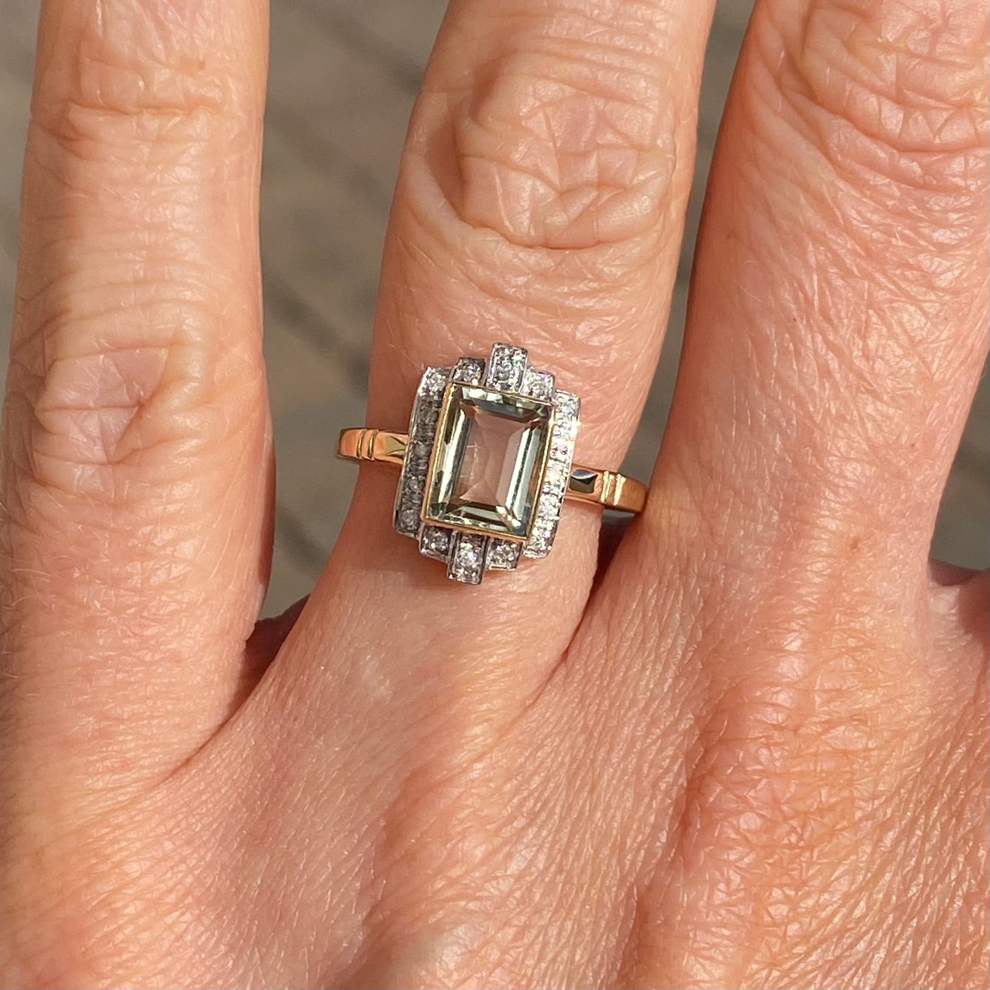 9ct Gold Green Amethyst & Diamond Ring - John Ross Jewellers