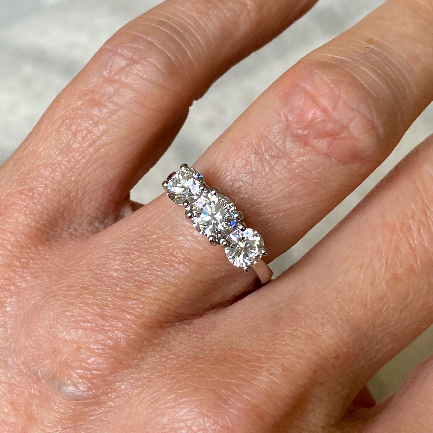 Platinum 1.93ct Diamond Trilogy Engagement Ring | FSI1 Certificated - John Ross Jewellers