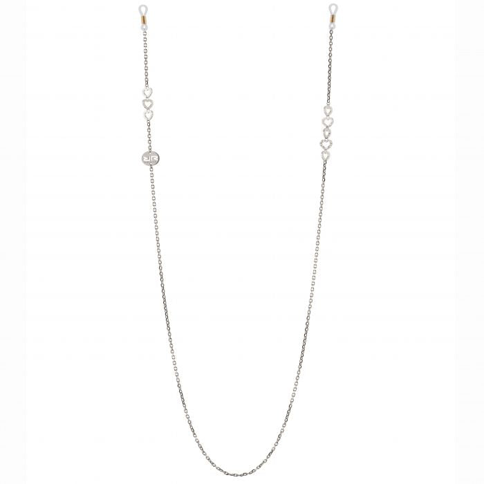 REBECCA Glasses Chain | Hearts Silver - John Ross Jewellers