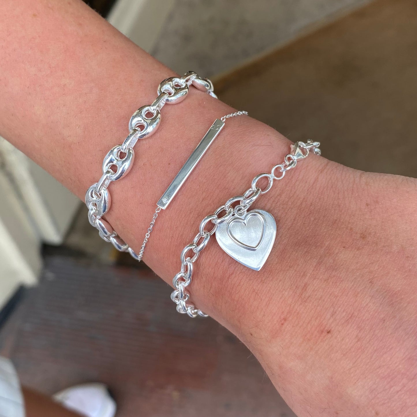 Silver Heart Disc Bracelet - John Ross Jewellers
