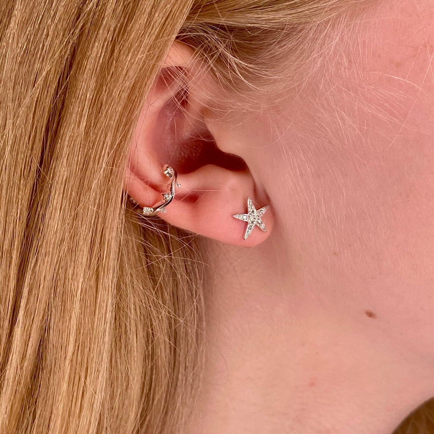 Silver CZ Starfish Stud Earrings - John Ross Jewellers