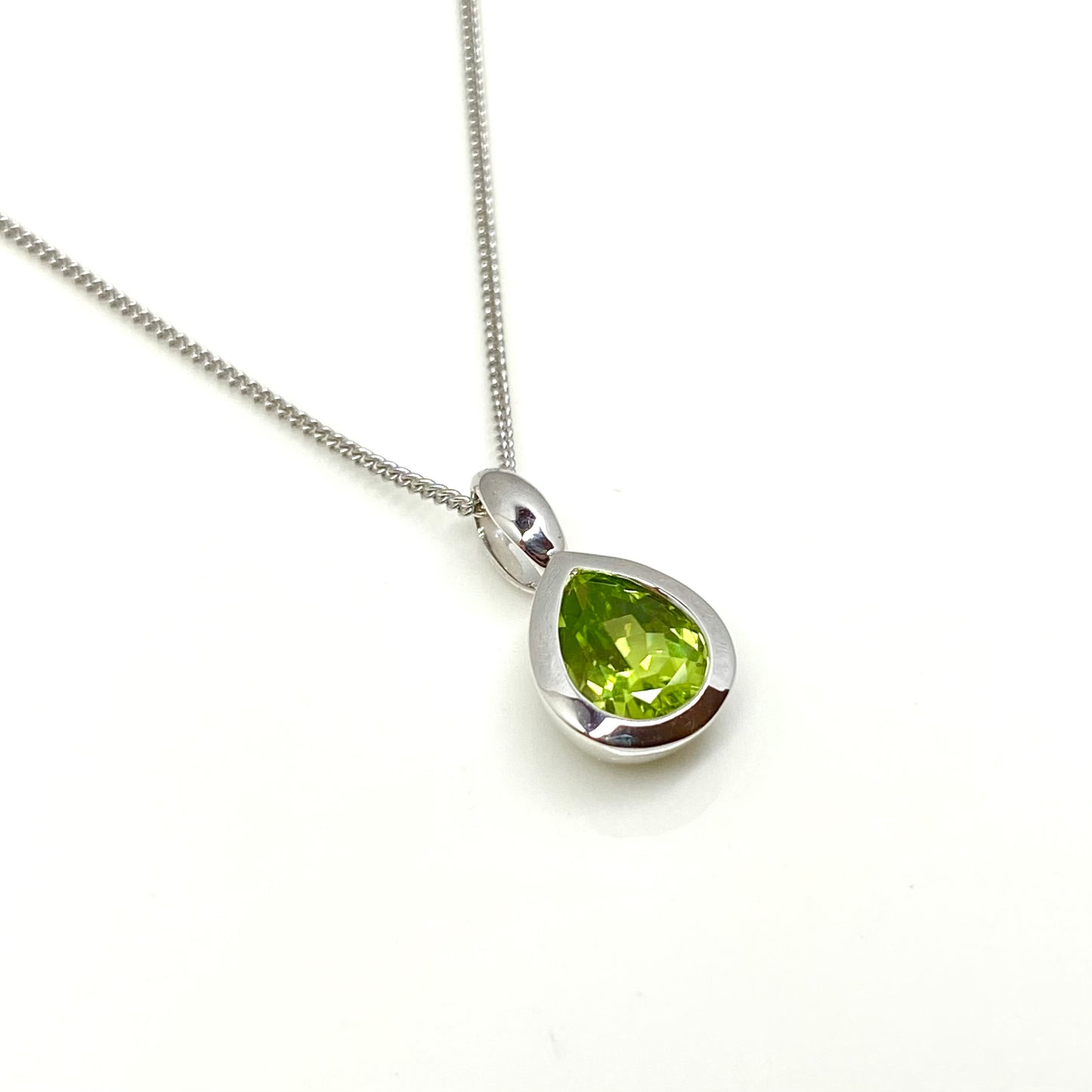 Silver Peridot Pear Necklace - John Ross Jewellers