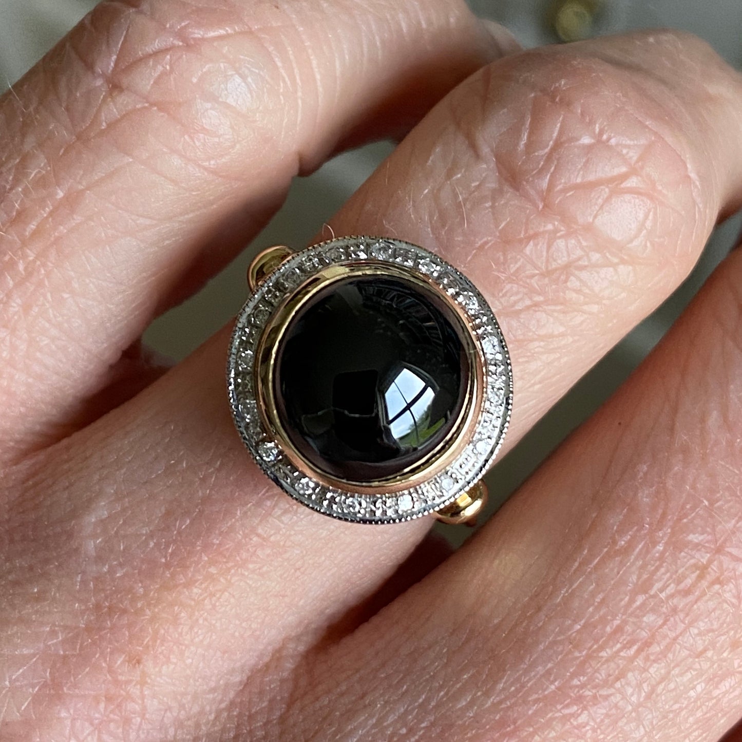 9ct Yellow Gold Onyx & Diamond Ring - John Ross Jewellers