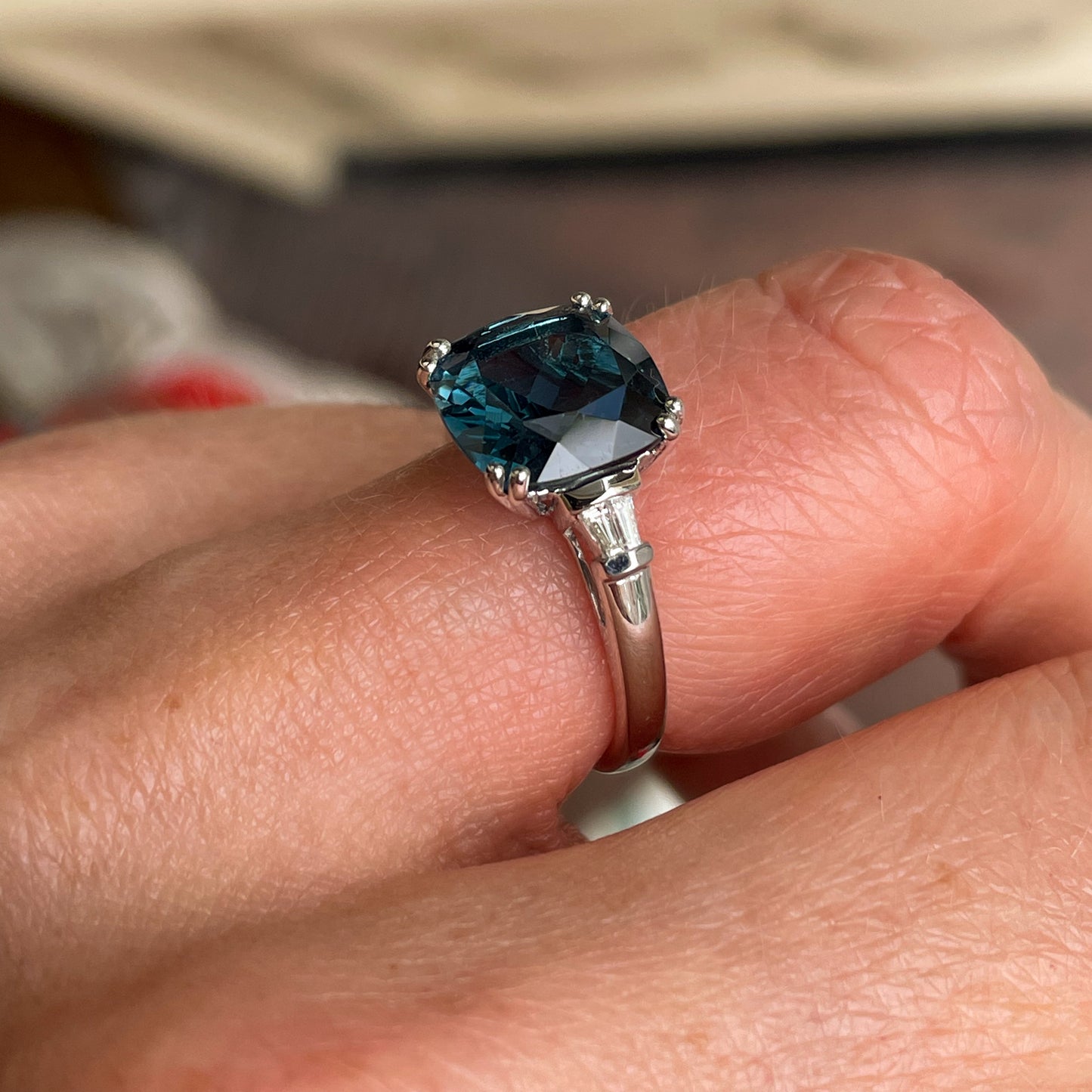 9ct White Gold London Blue Topaz & Diamond Ring - John Ross Jewellers
