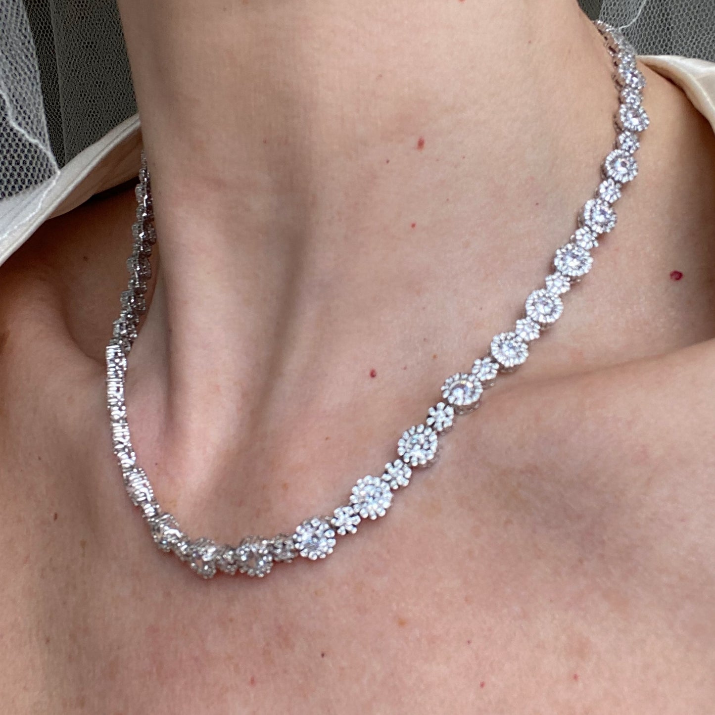 Silver CZ Garland Line Necklace - John Ross Jewellers