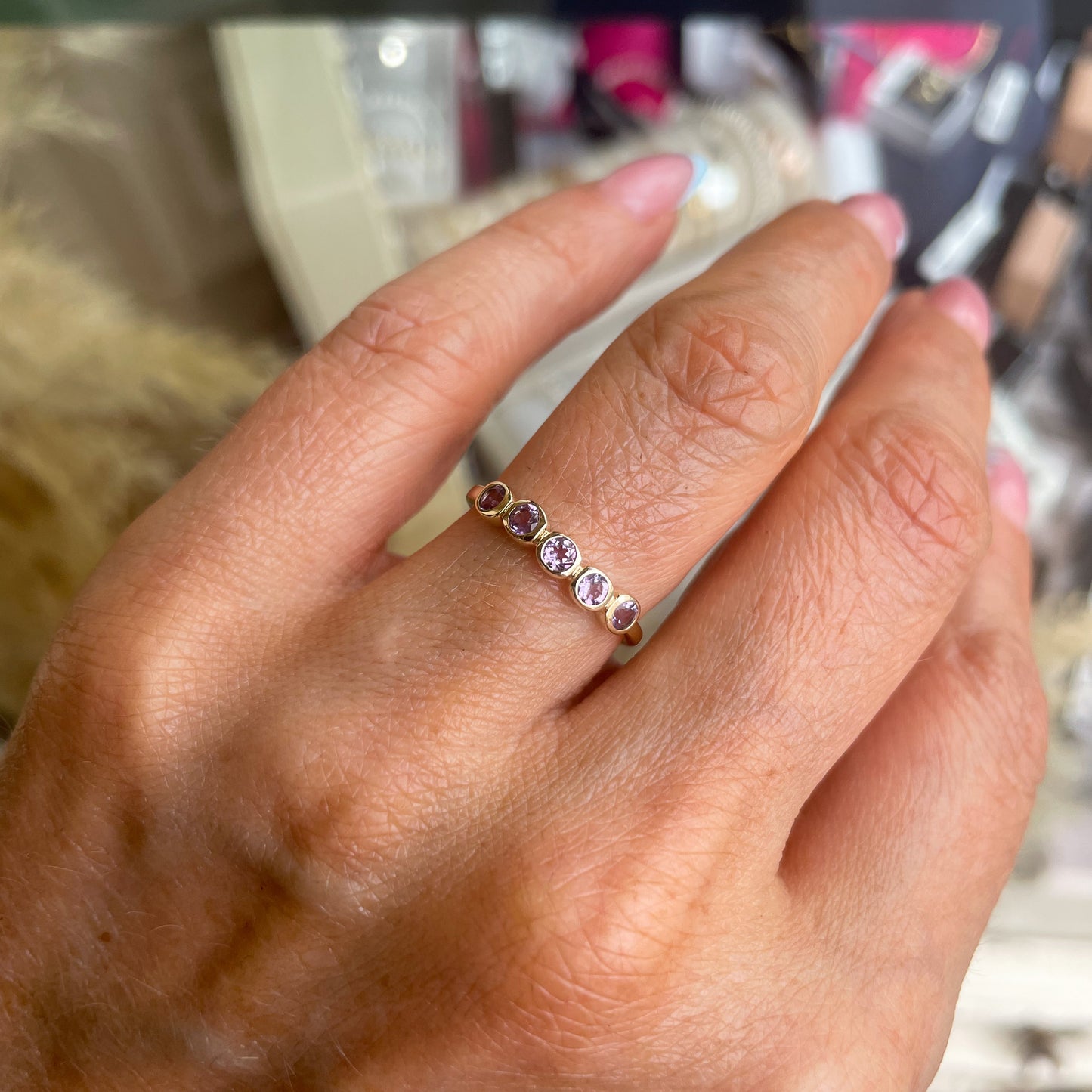 9ct Gold Bezel Set Ring - Amethyst - John Ross Jewellers