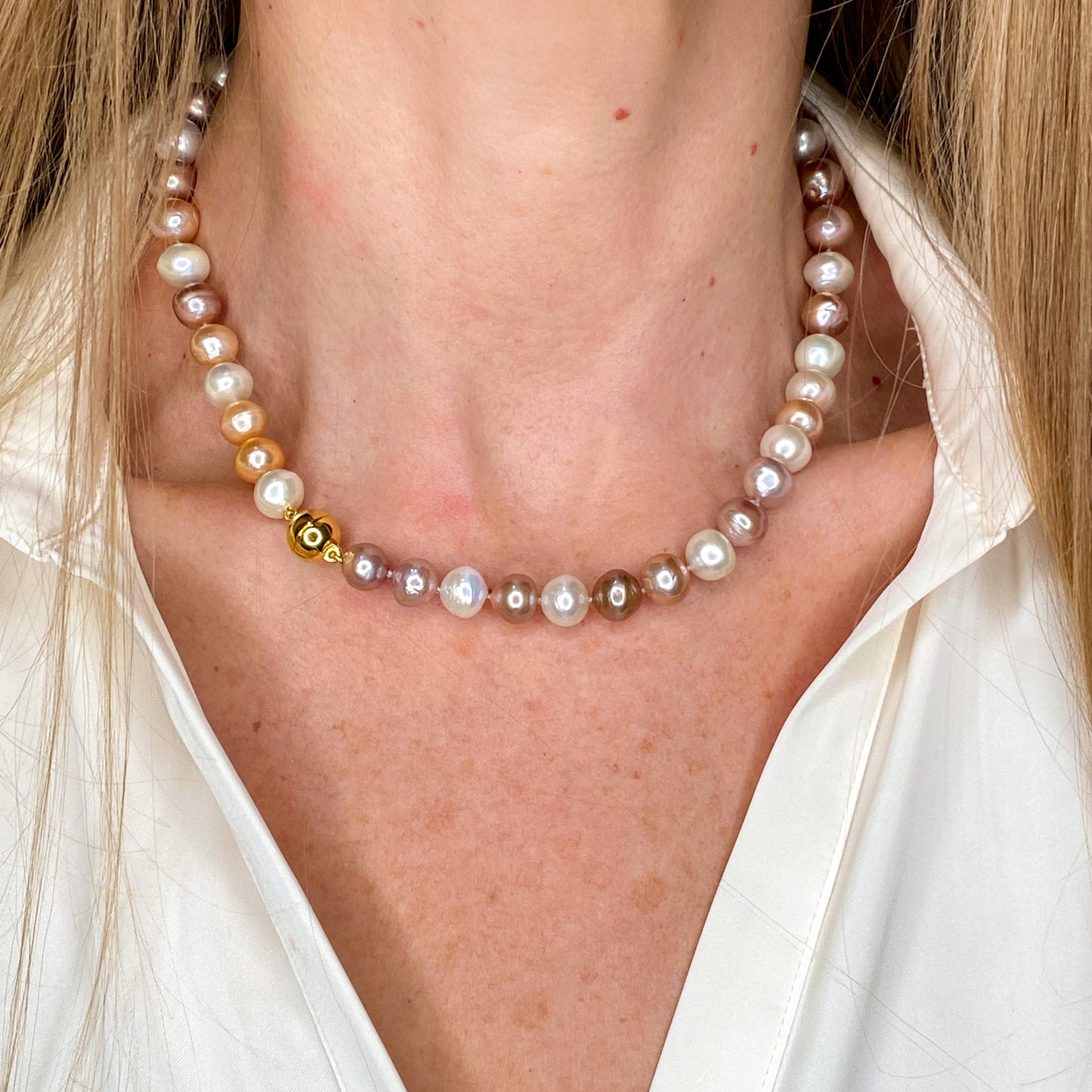 Baroque Cultured Freshwater Pearl Necklace | Peaches & Cream - John Ross Jewellers