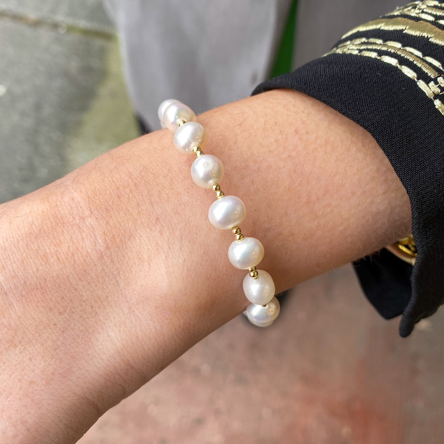 Sunshine Multi Freshwater Pearl & Bead Flex Bangle - John Ross Jewellers