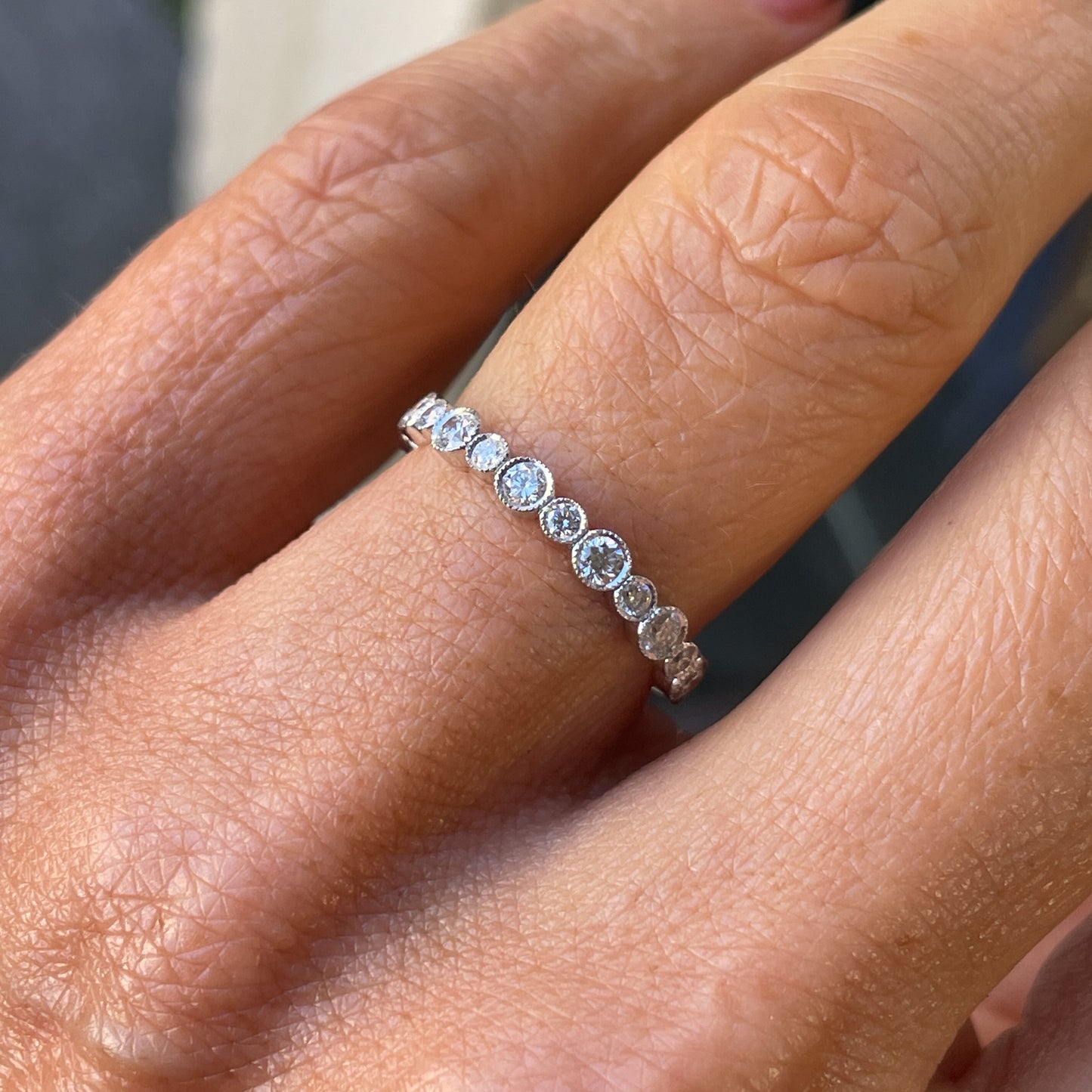 18ct White Gold Dainty Diamond Eternity/Wedding Band 0.69ct - John Ross Jewellers