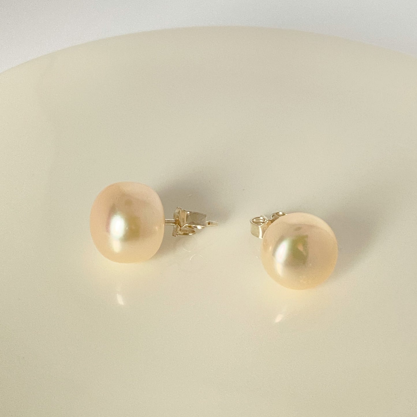Peachy Freshwater Bouton Pearl Stud Earrings | 12-13mm - John Ross Jewellers