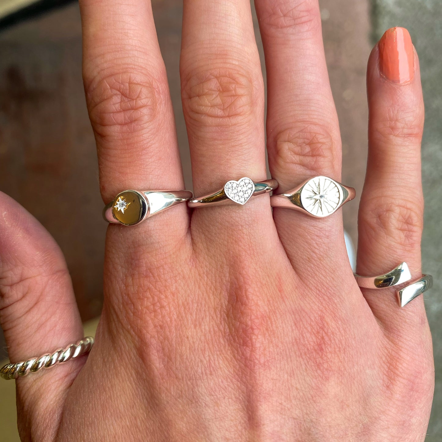 Silver CZ Compass Signet Ring - John Ross Jewellers