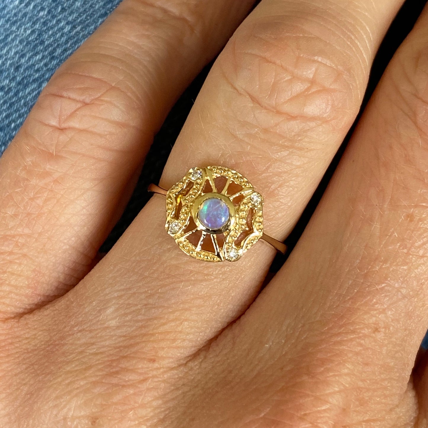 9ct Gold Opal & Diamond Ring - John Ross Jewellers