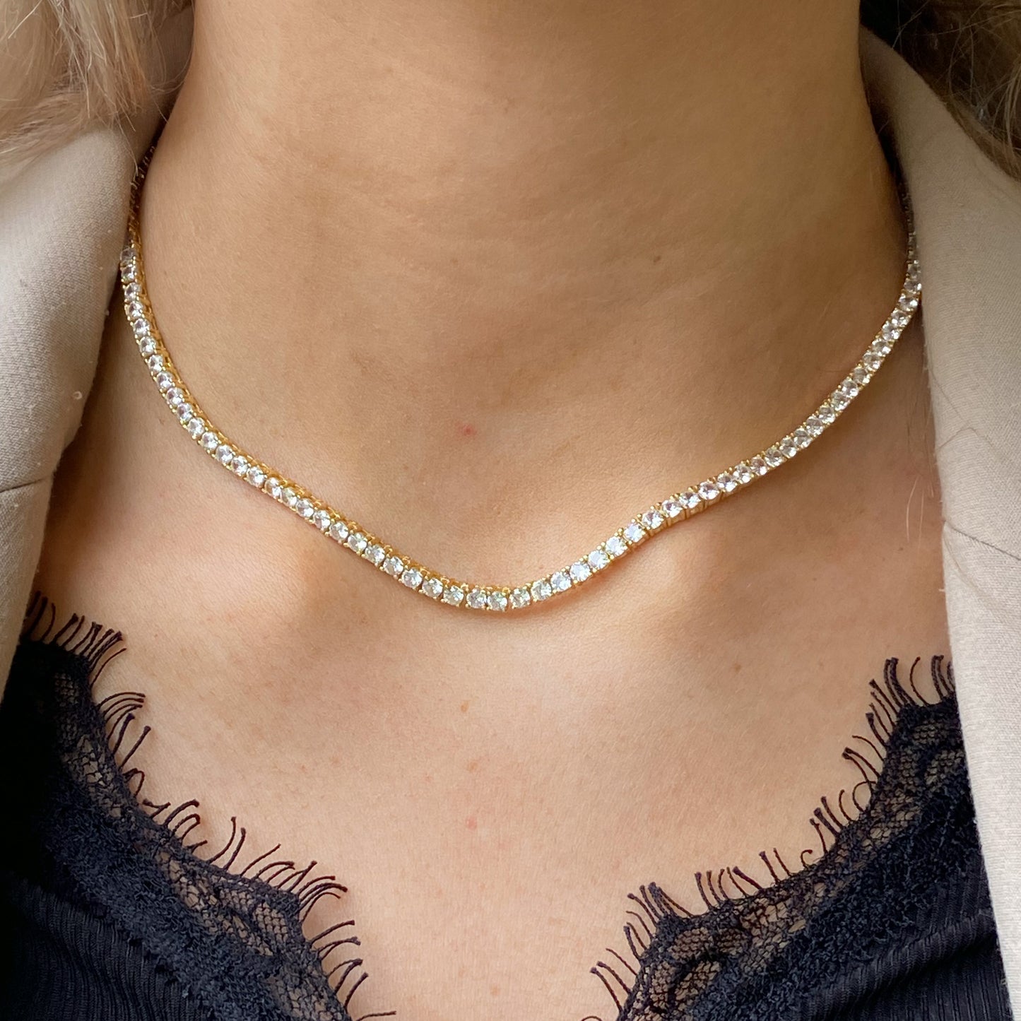 Sunshine 3mm CZ Claw Set 40cm Line Necklace - John Ross Jewellers