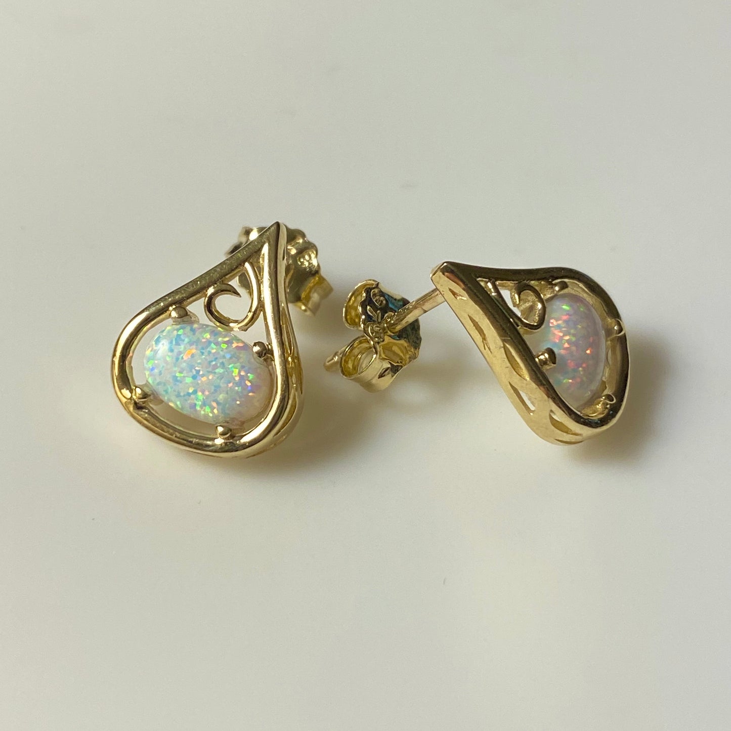 9ct Gold Opalique Fancy Stud Earrings - John Ross Jewellers