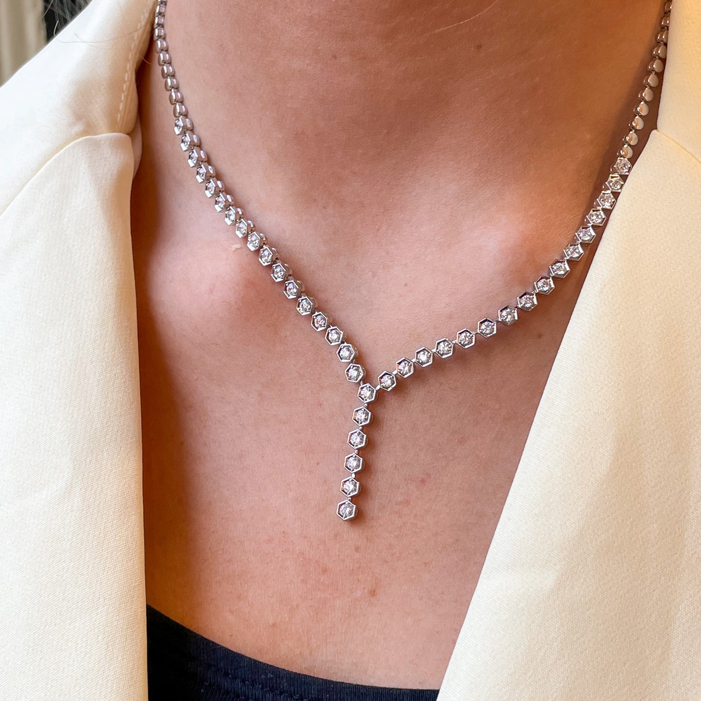 CZ Statement Lariat Necklace - John Ross Jewellers