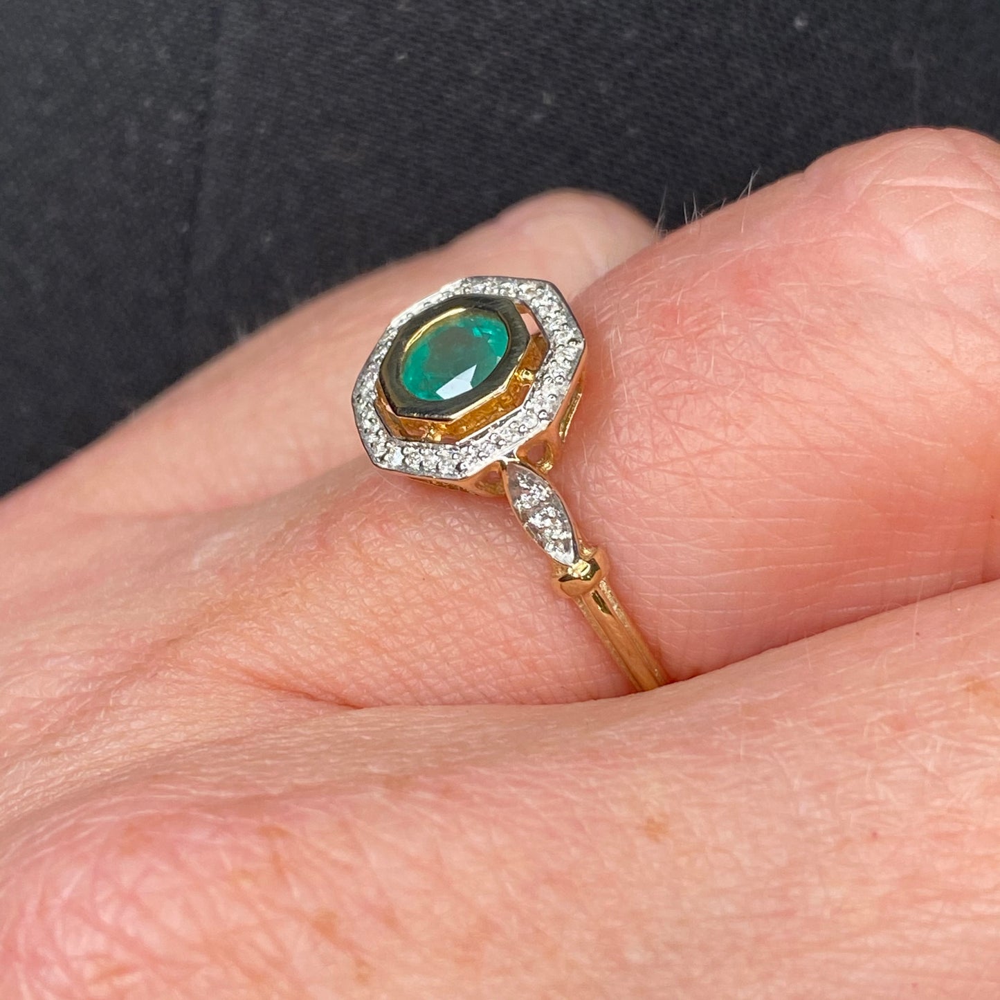 9ct Gold Emerald & Diamond Ring - John Ross Jewellers