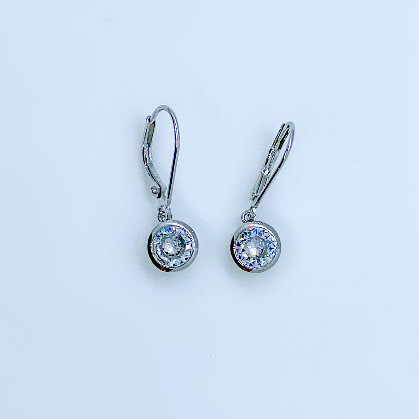 Silver 6mm Bezel Set CZ Drop Earrings German Wires - John Ross Jewellers