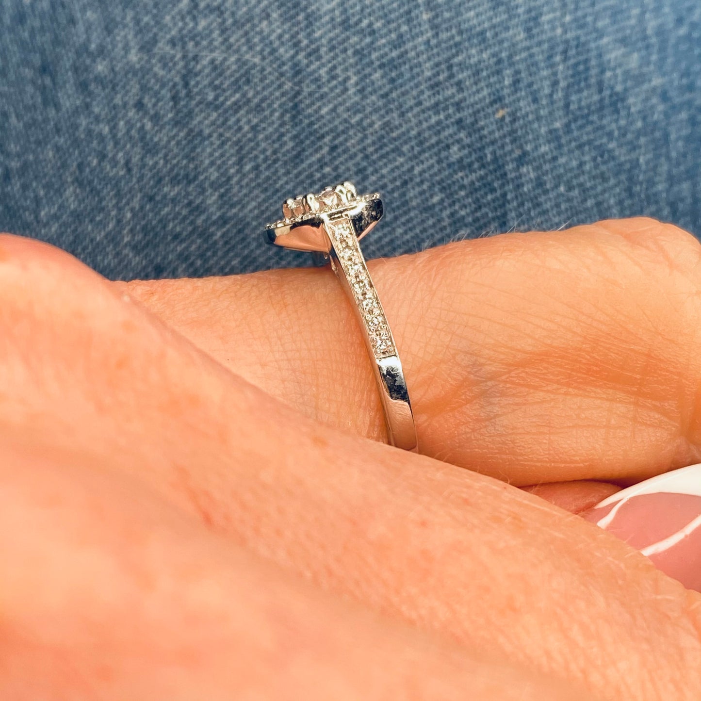 18ct White Gold 0.40ct Diamond Halo Engagement Ring - John Ross Jewellers