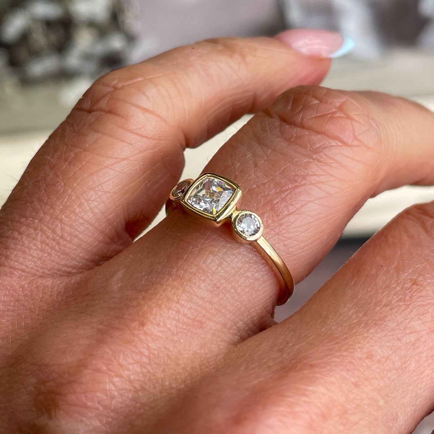 9ct Gold Princess Trilogy CZ Ring - John Ross Jewellers