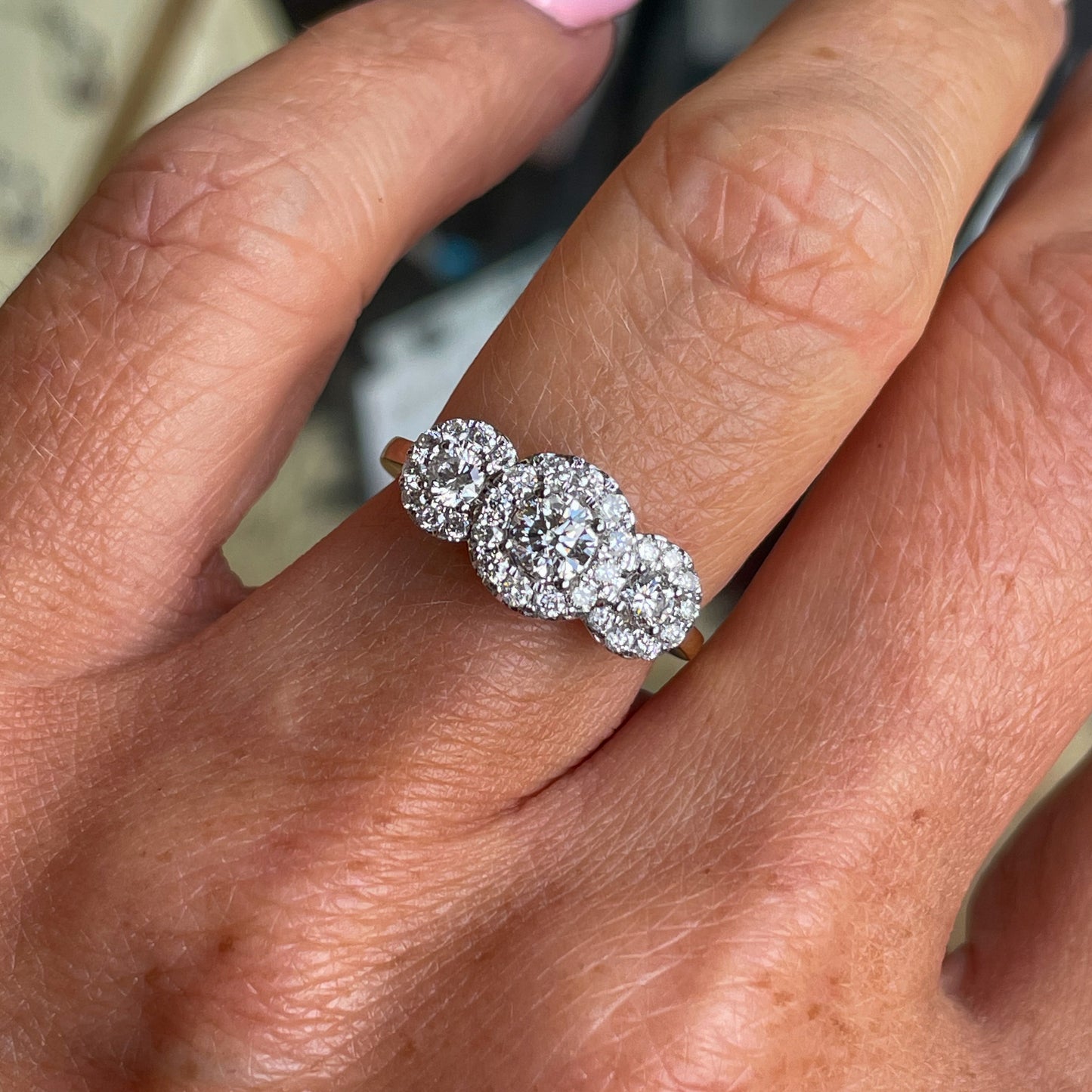 18ct Gold 0.93ct Diamond Trilogy Garland Ring - John Ross Jewellers