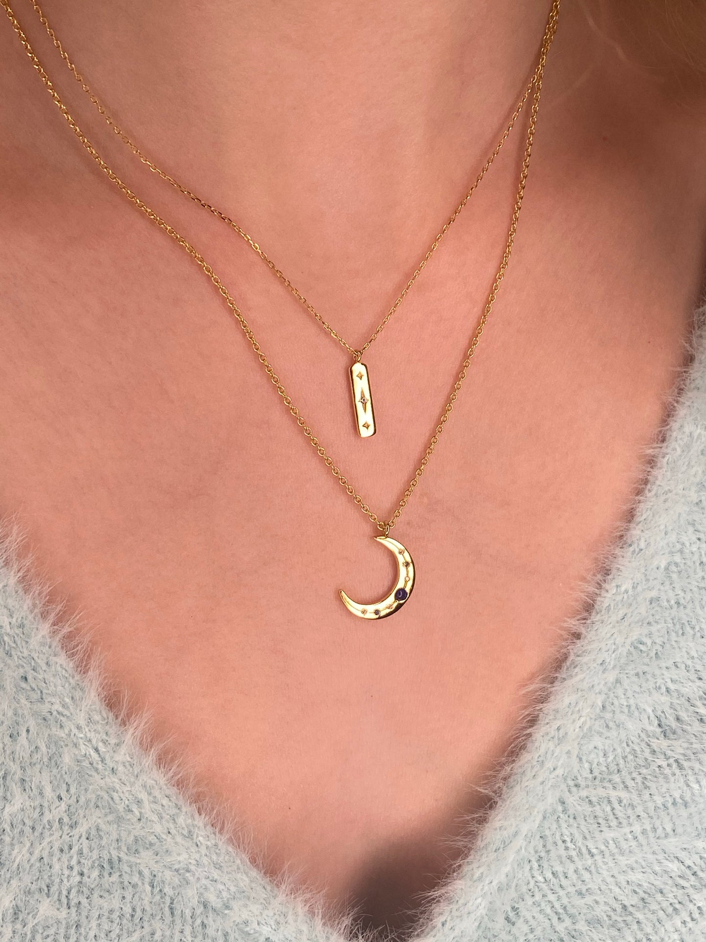 Sunshine Lapis Crescent Moon Necklace - John Ross Jewellers