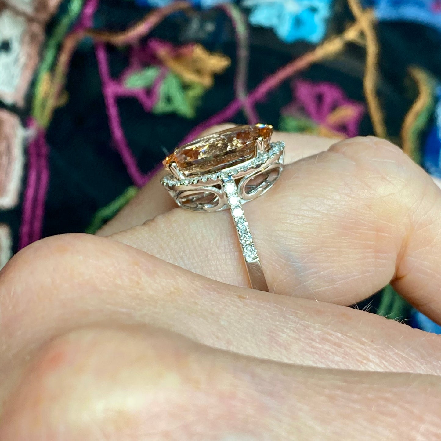 18ct White Gold Morganite & Diamond Ring 8.86ct - John Ross Jewellers