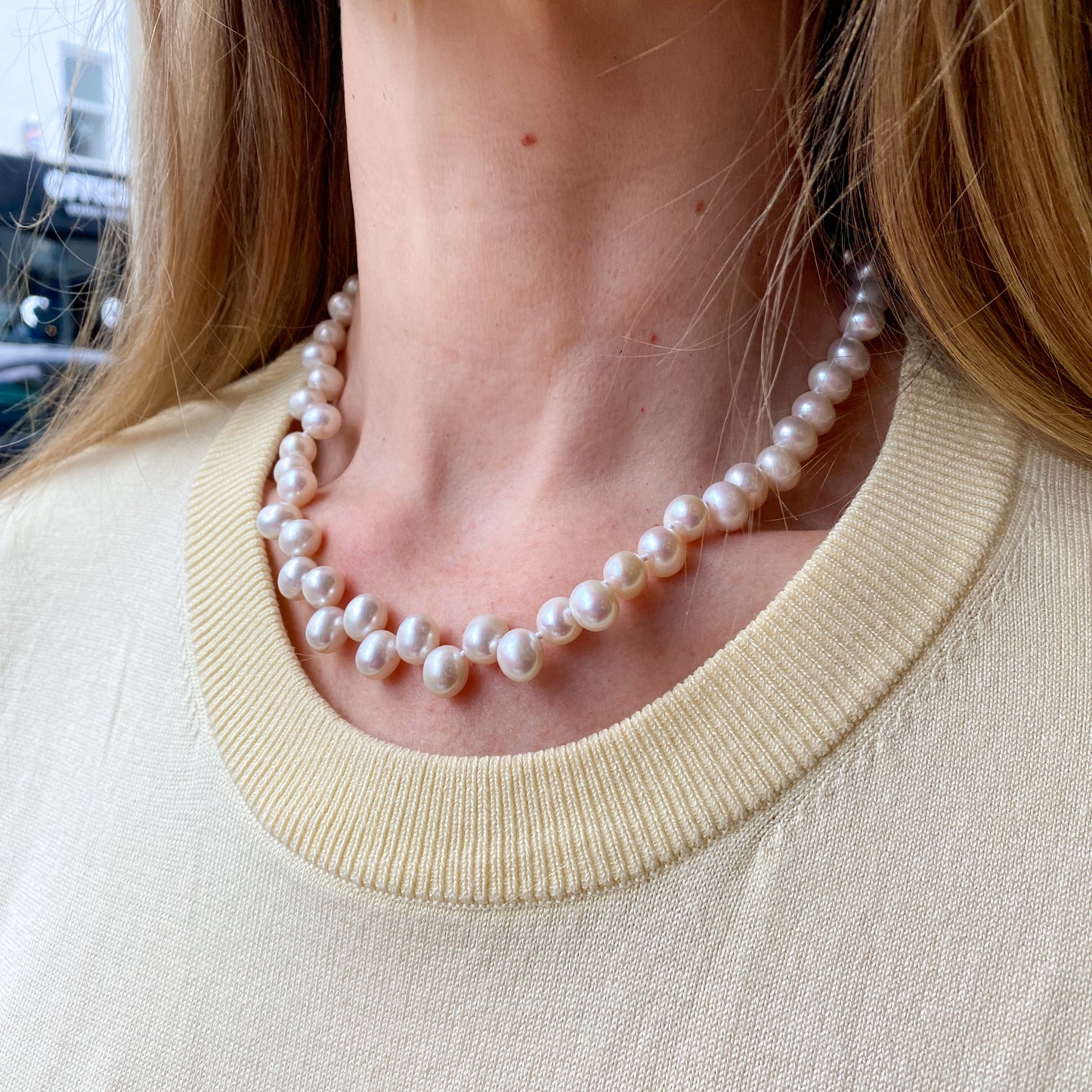 Freshwater Pearl T-Bar Necklace | Offset - John Ross Jewellers