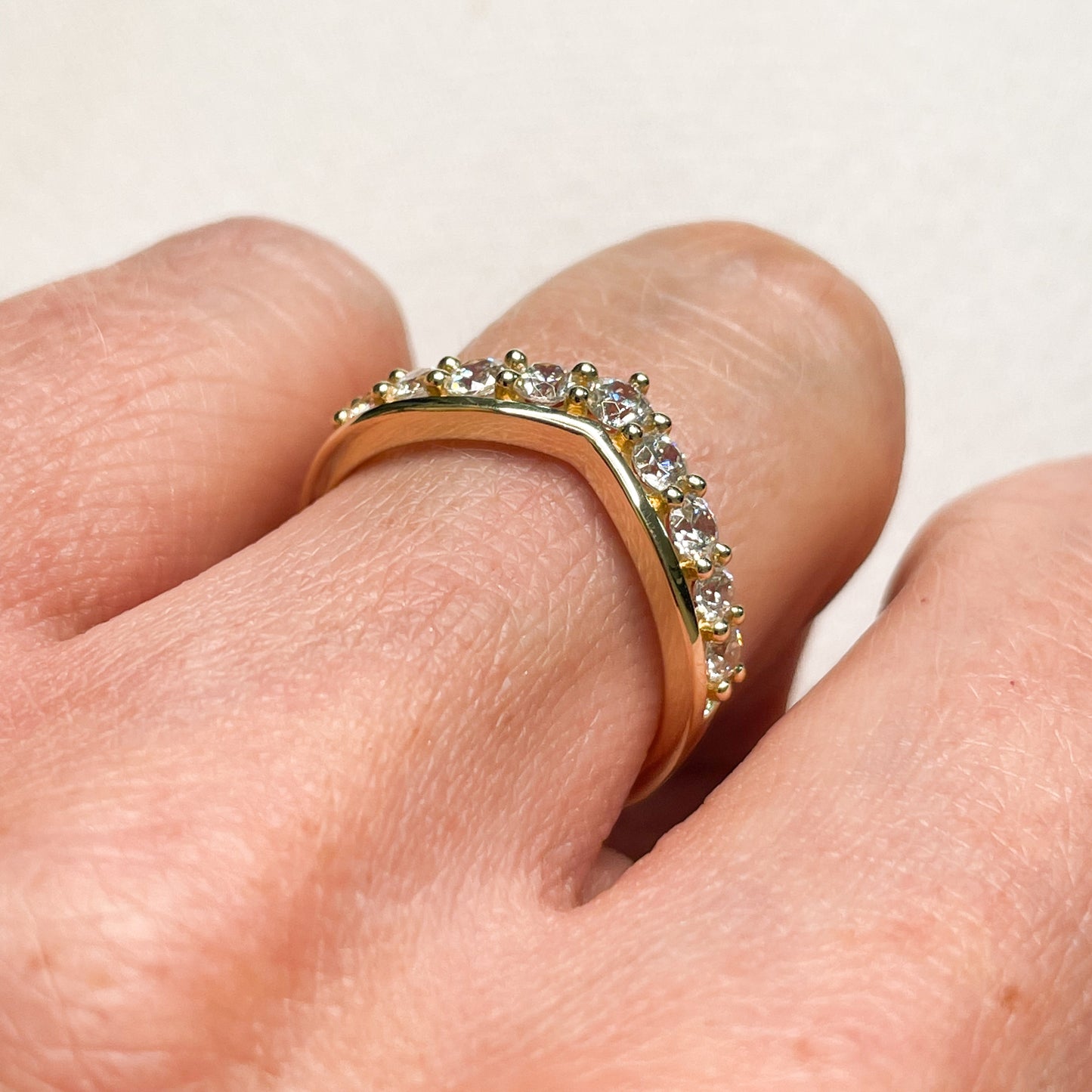 9ct Gold CZ Wishbone Ring - John Ross Jewellers