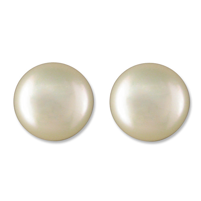 Silver Freshwater Pearl 8mm Button Stud Earrings - John Ross Jewellers